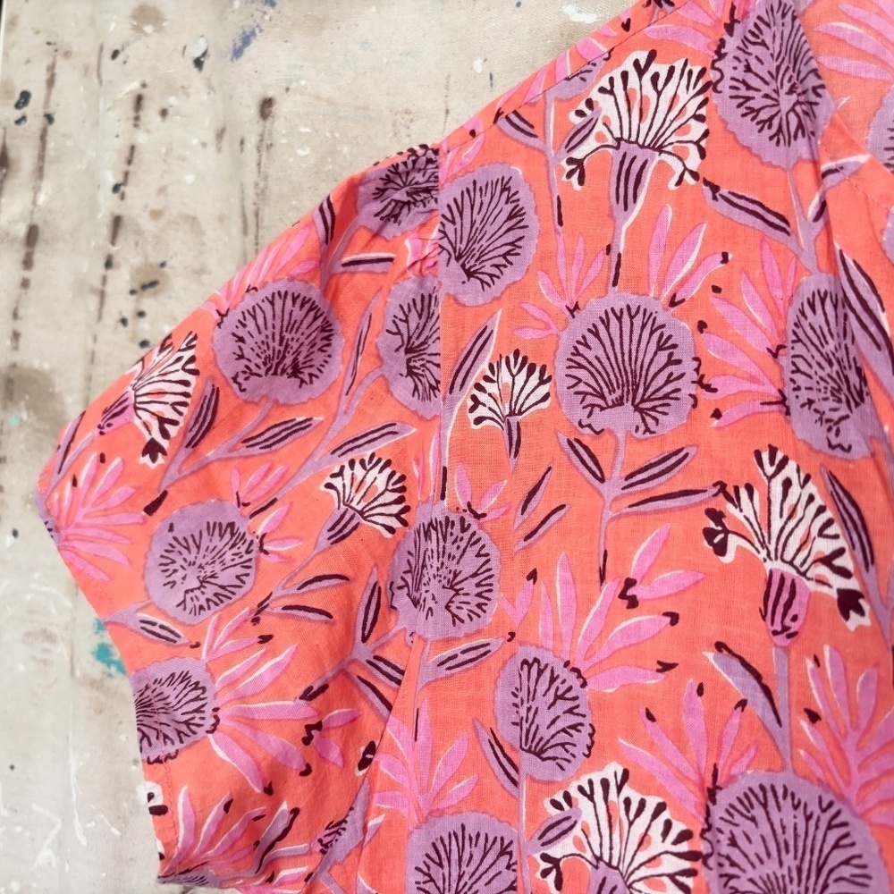 Liza Byrd Blockprint Tiered Midi Dress